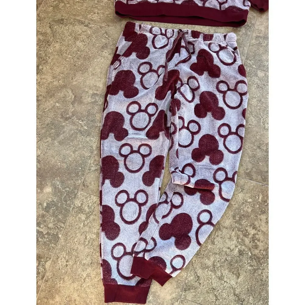 Disney Plush 2-piece PJ's set, Berry with Mickey Mouse Design, Women's L - Picture 6 of 8